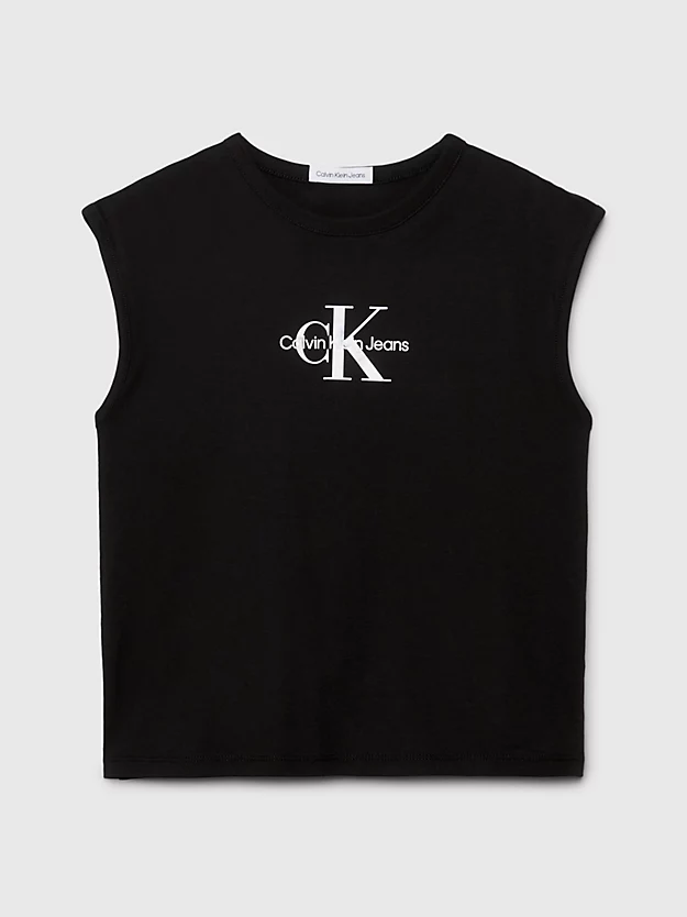 Camiseta regata infantil com logotipo metálico