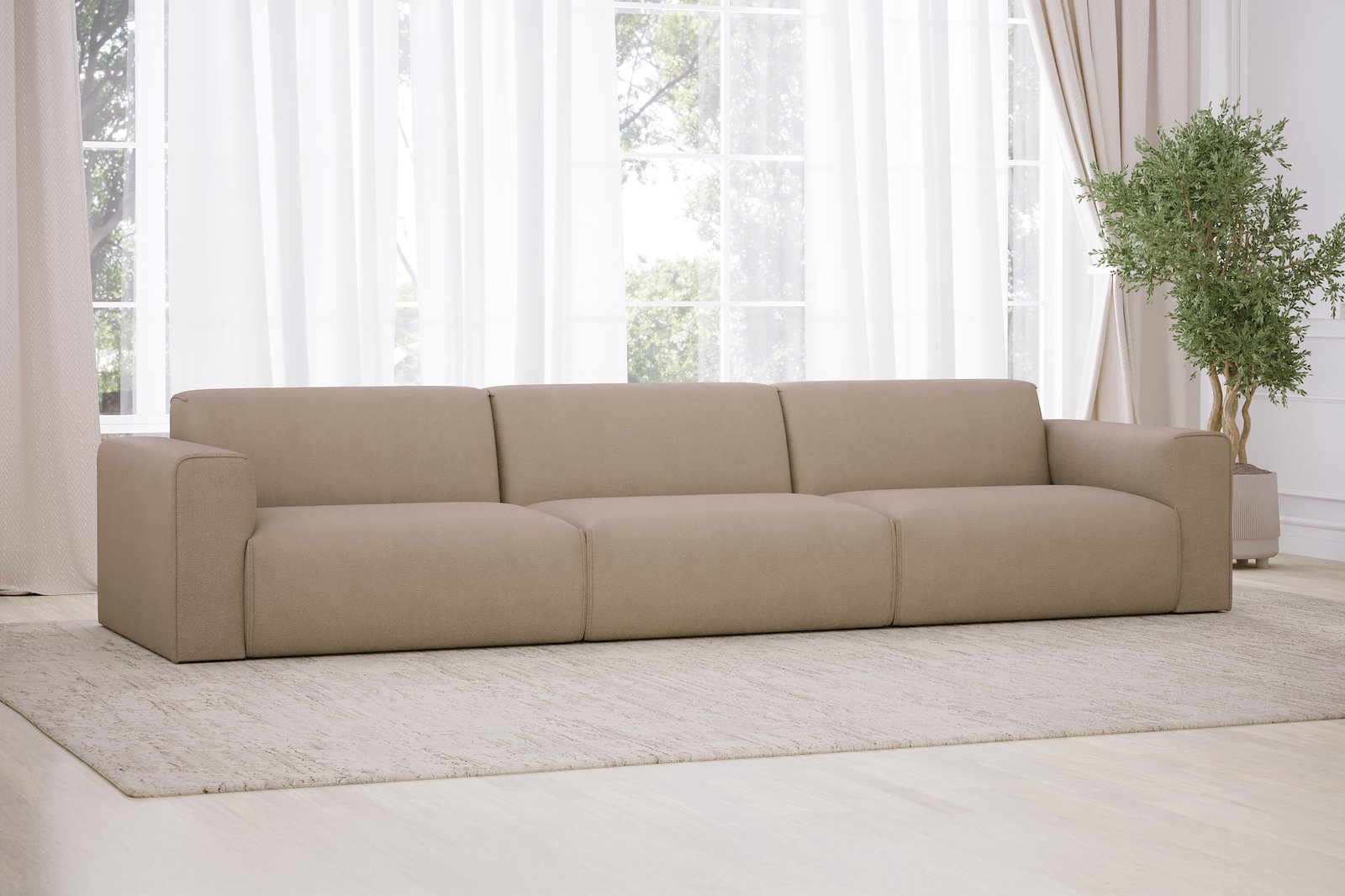Monaco Lux 3,5-seter sofa Tekstil Brego 34 Light Brown med sorte ben. Lux komfort.