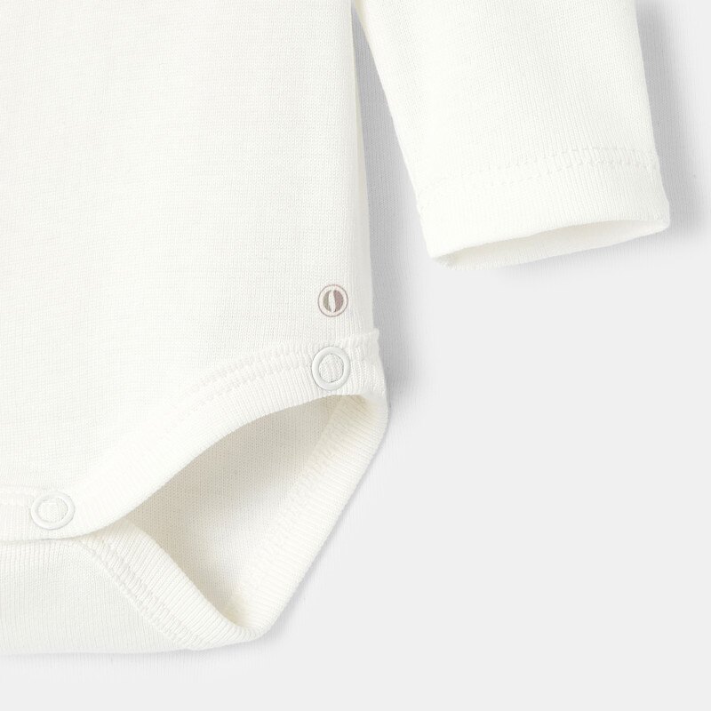 Lot de 3 bodies cœur croisé manches longues en jersey de coton bio rose naissance Absorba Rose