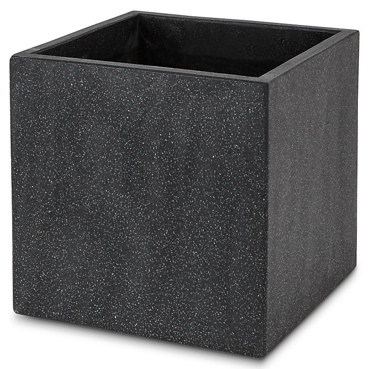Pot carré ciment Blooma Hoa gris foncé 40 x 40 x h.40 cm