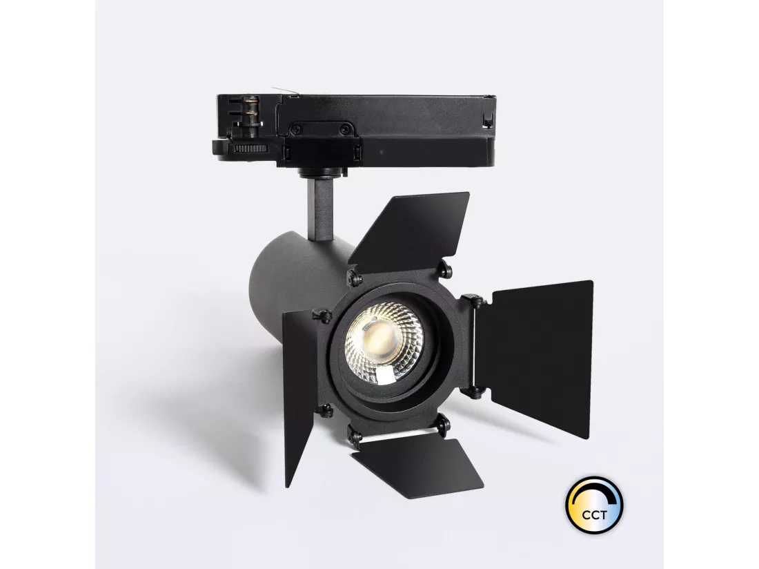 Spot LED Fasano Cinéma 30W CCT pour Rail Triphasé Dimmable Noir (2700K - 3200K - 4000K) Sélectionnable