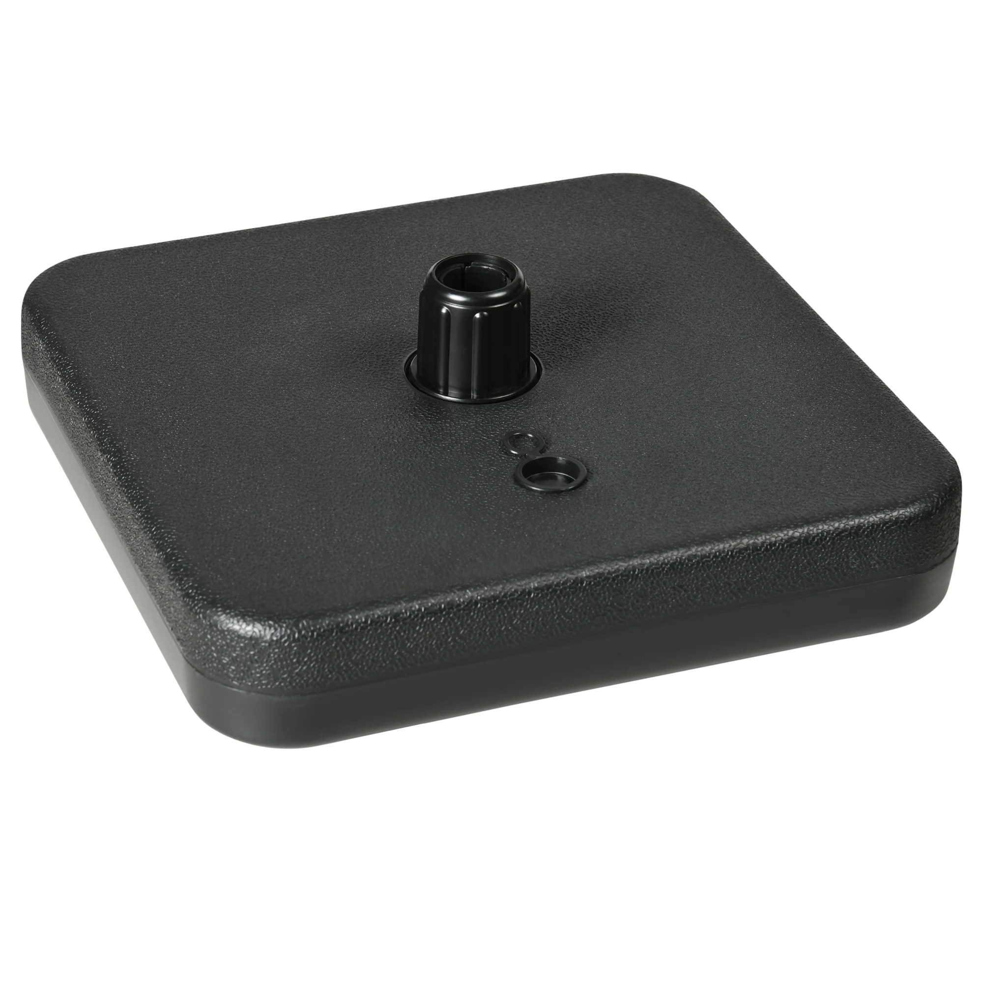 Base para guarda-sol de jardim Outsunny, suporte quadrado, peso 1 kg, haste de até Ø32-38 mm, capacidade para 12 kg de areia e 9 L de água, 38 x 38 x 12 cm, preta
