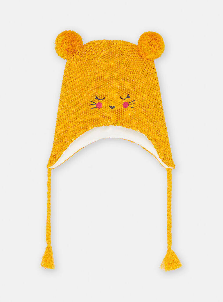Bonnet jaune à pompons