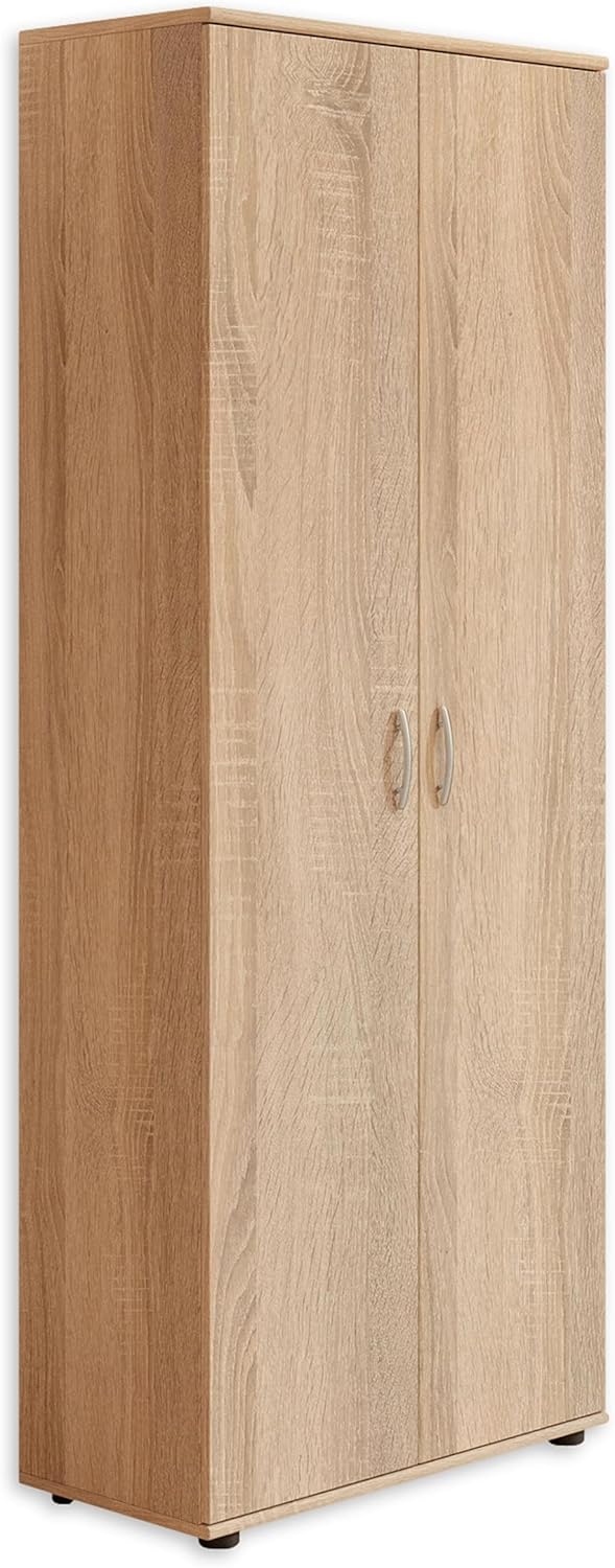 Stella Trading TALENT 3 Schuhschrank hoch, Eiche Sonoma Optik - Vielseitiger Mehrzweckschrank mit verstellbaren Einlegeböden - 70 x 176 x 35 cm (B/H/T)
