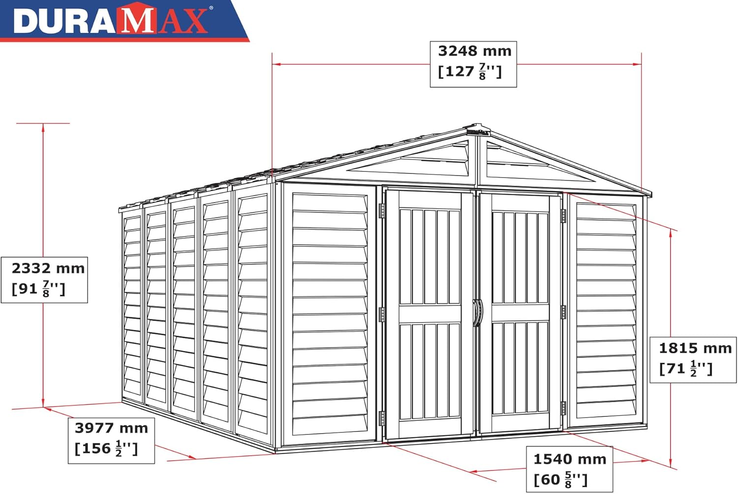 Duramax WoodBridge Plus 10.5' x 13' Schuppen – Beige/Braun, 399.8x318.7x222.0 cm