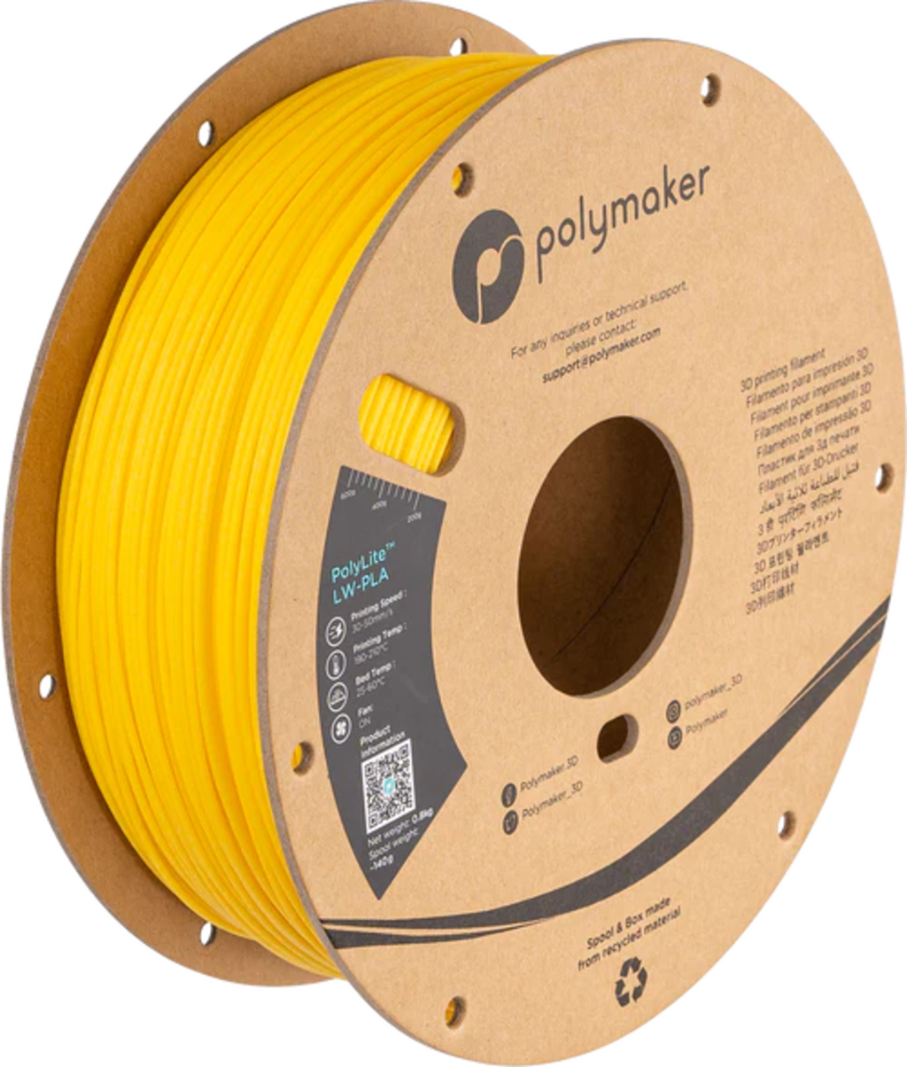 Polymaker  PolyLite LW-PLA Bright Yellow, 1,75 mm / 800 g    Vorgeschäumtes PLA-Filament