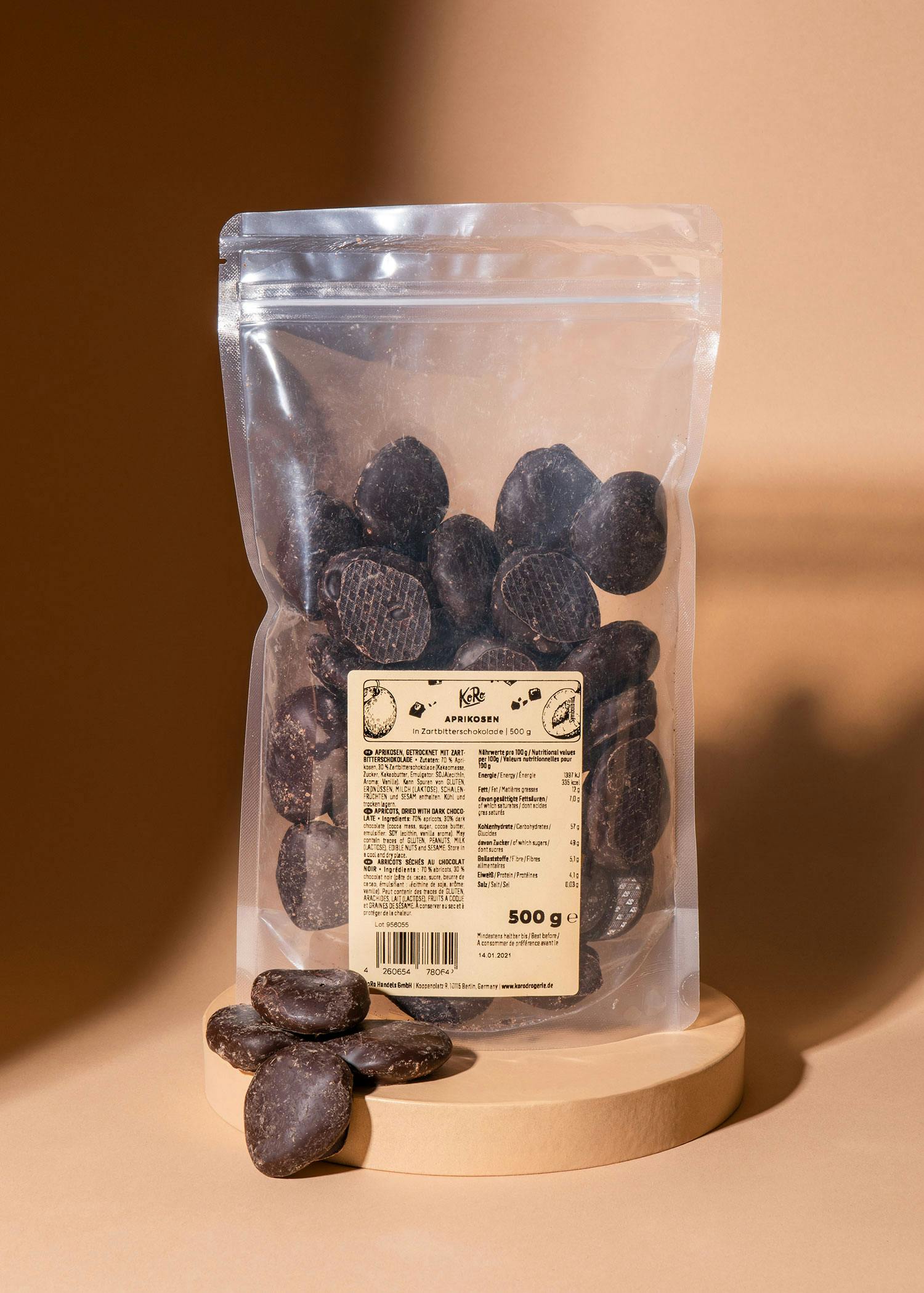 Aprikosen in Zartbitterschokolade 500 g