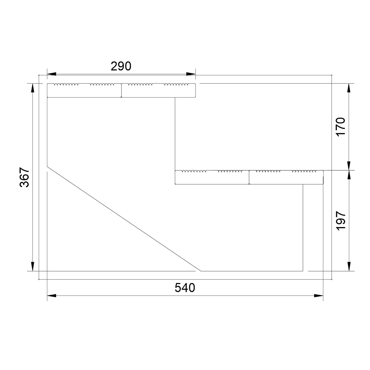 Terrastrap, buitentrap, tuintrap, hout, H37cm, 2 treden, breedte 100cm, ZONDER stootborden