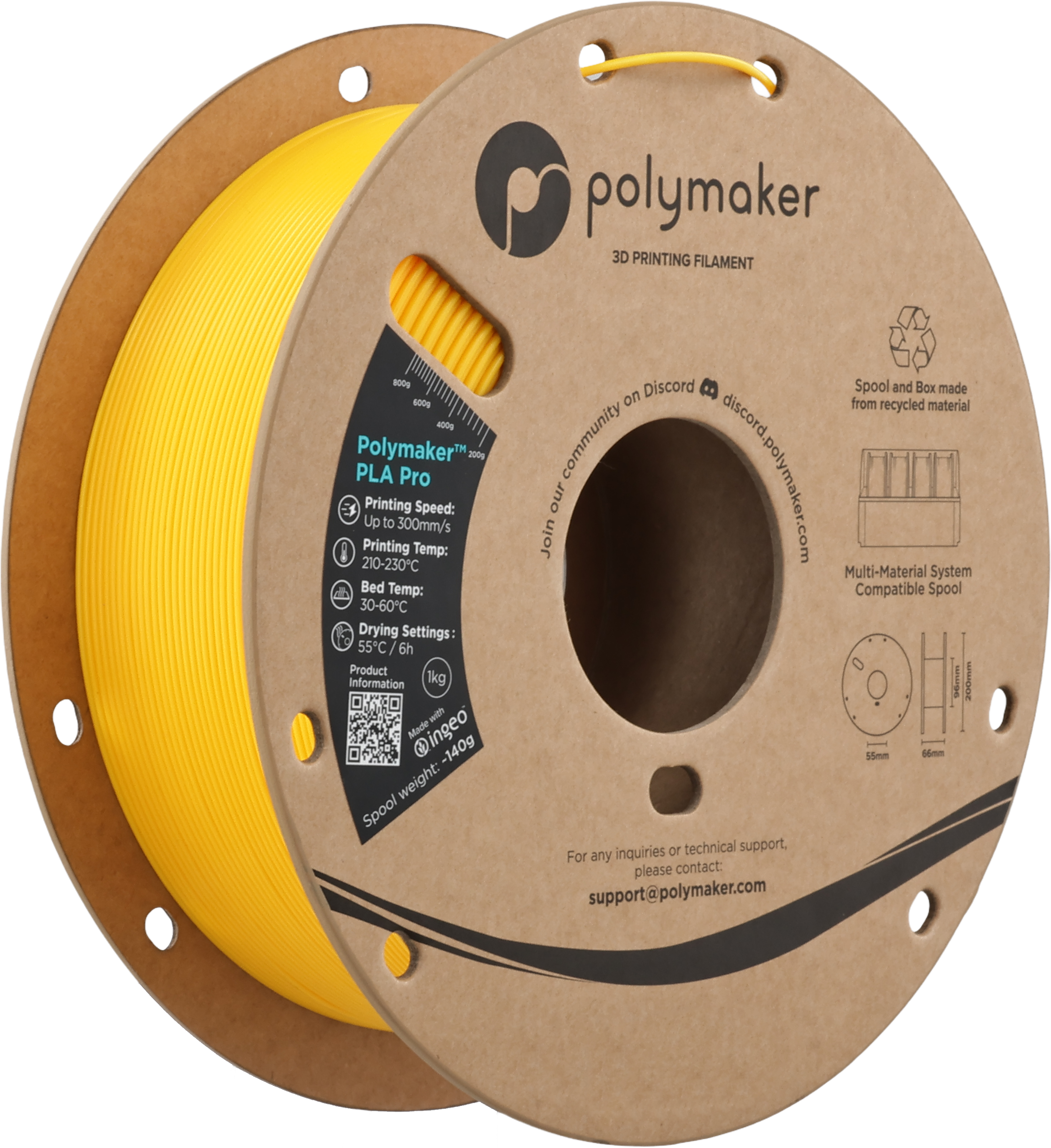 Polymaker  PLA Pro Yellow, 1,75 mm / 1000 g    Neue, verbesserte Formulierung: Hochleistungs-High Speed-PLA  in Yellow