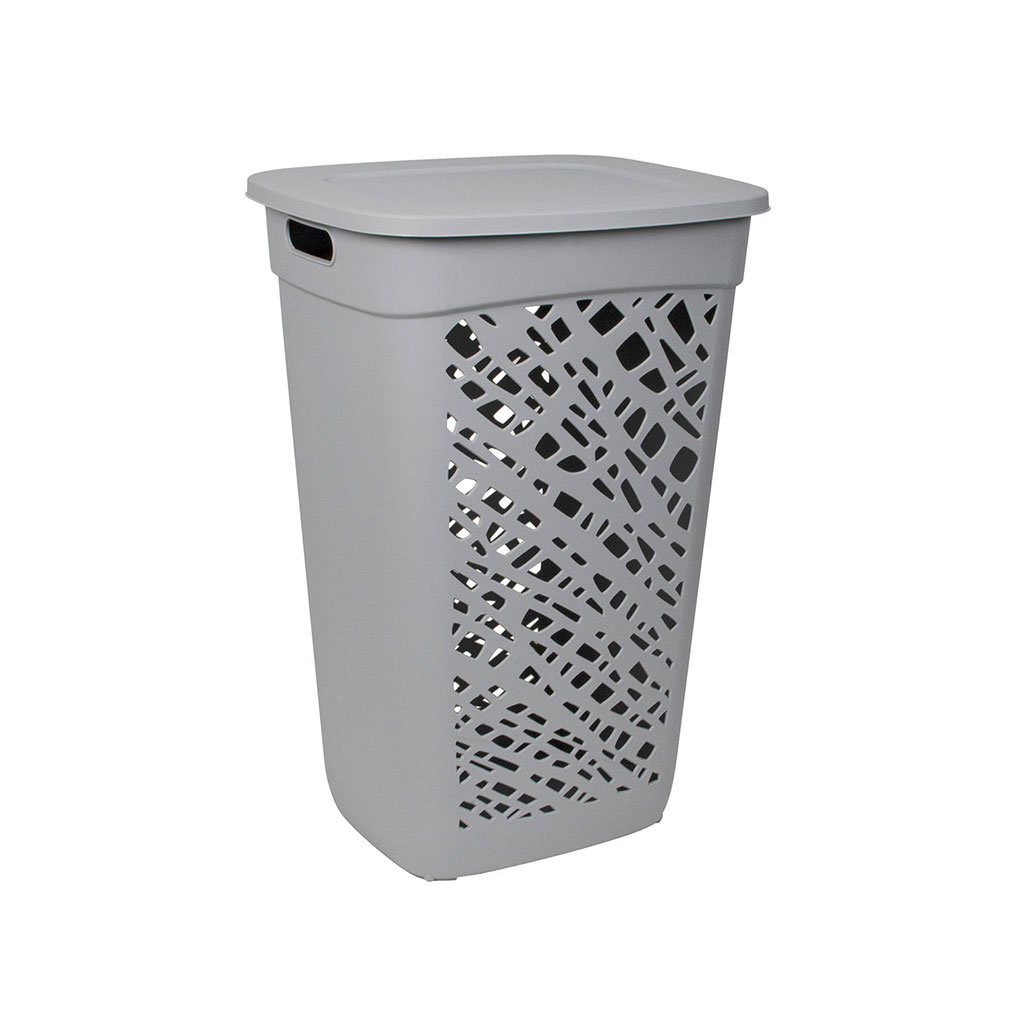 Coffre à linge plastique gris béton 60L