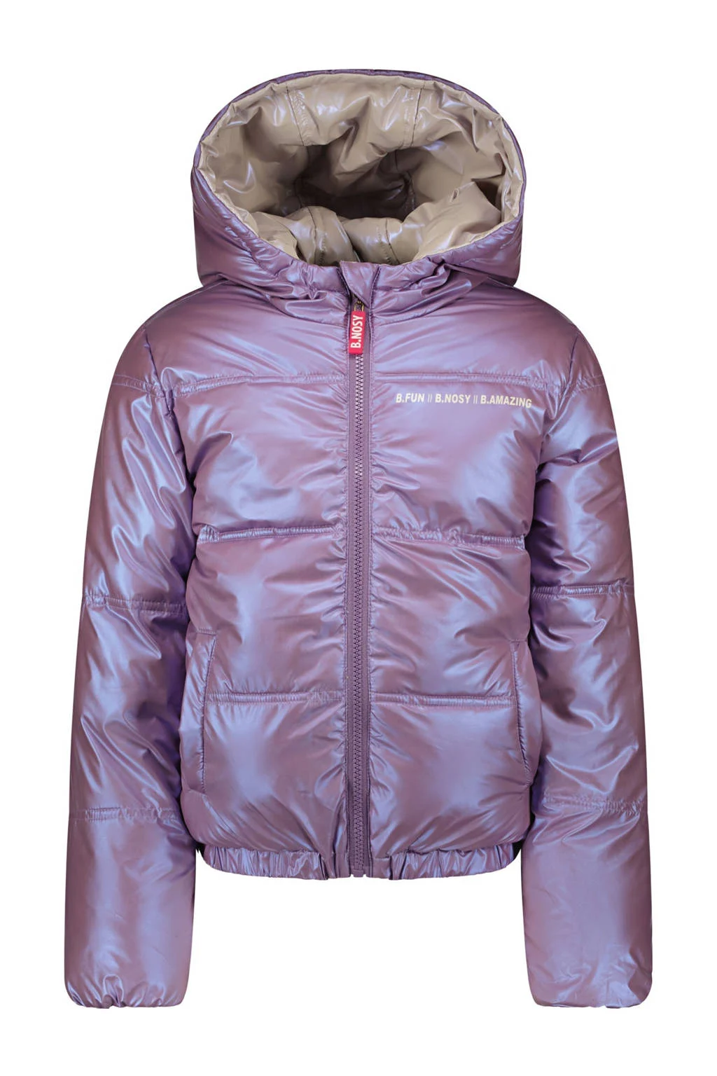 B.Nosy reversible gewatteerde winterjas Jacky lila/ecru