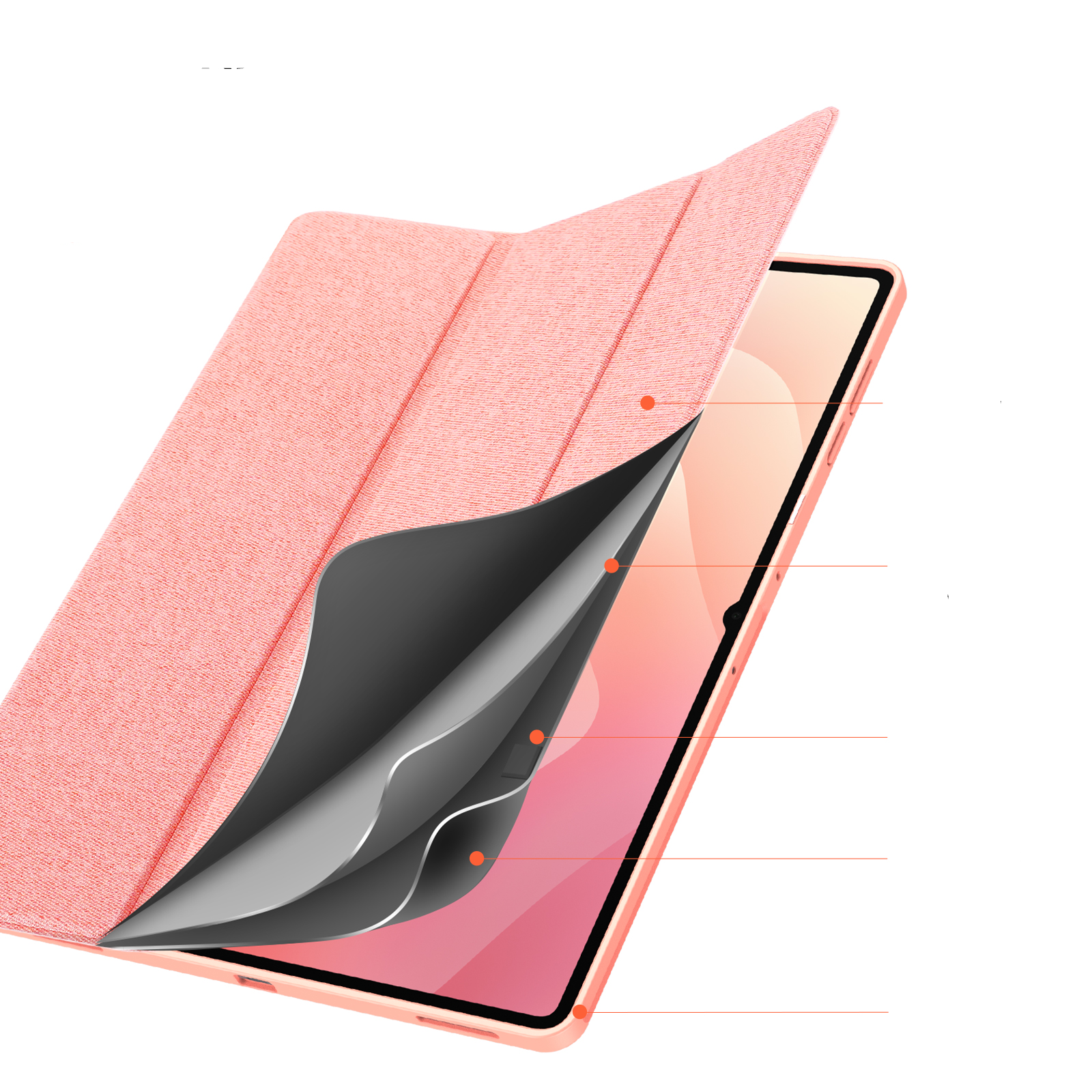 Samsung Galaxy Tab S11 Ultra Tasche Smart Cover Hülle Stoff Design mit S-Pen Halterung - Rosa