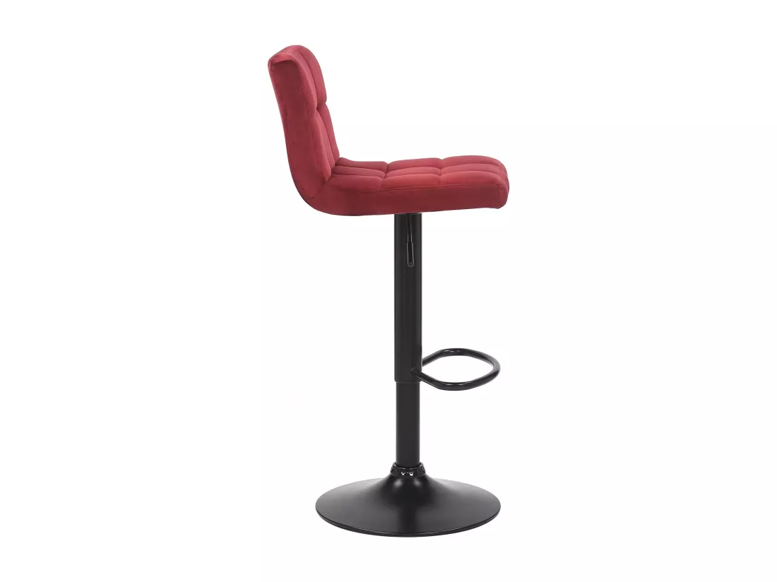 Lot de 2 Tabouret de bar - Velours & Métal noir mat - Rouge - Feni