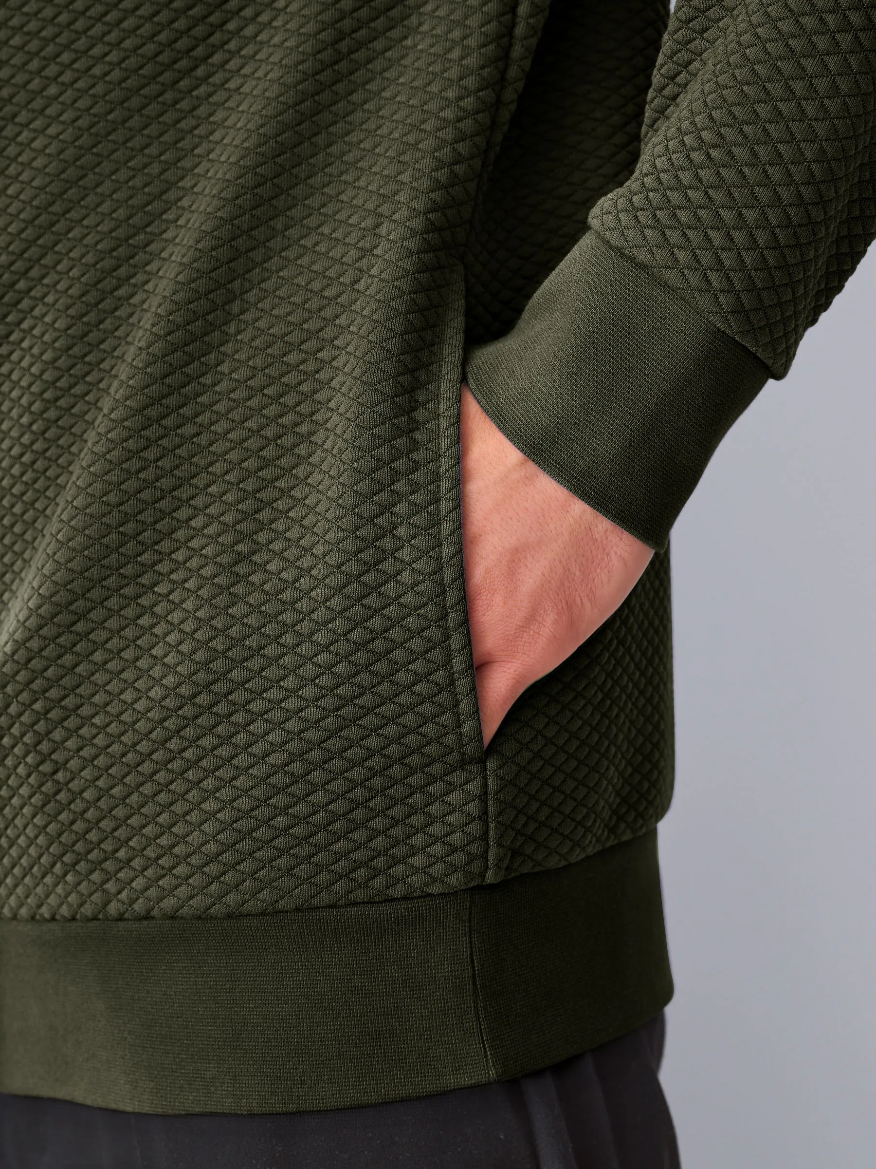 Kakigroen - Pullover-hoody met textuur