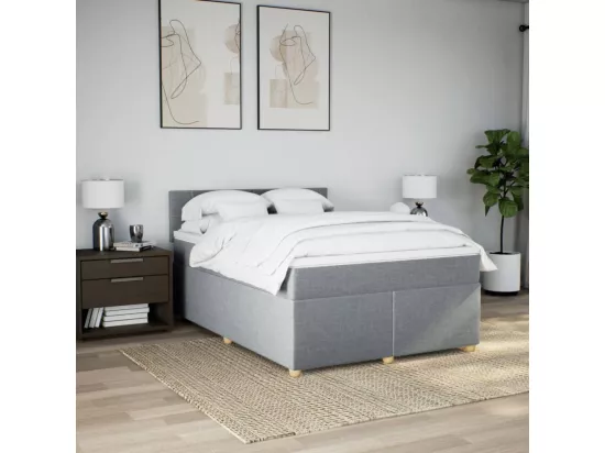 Sommier à lattes de lit avec matelas Gris clair 160x200cm Tissu