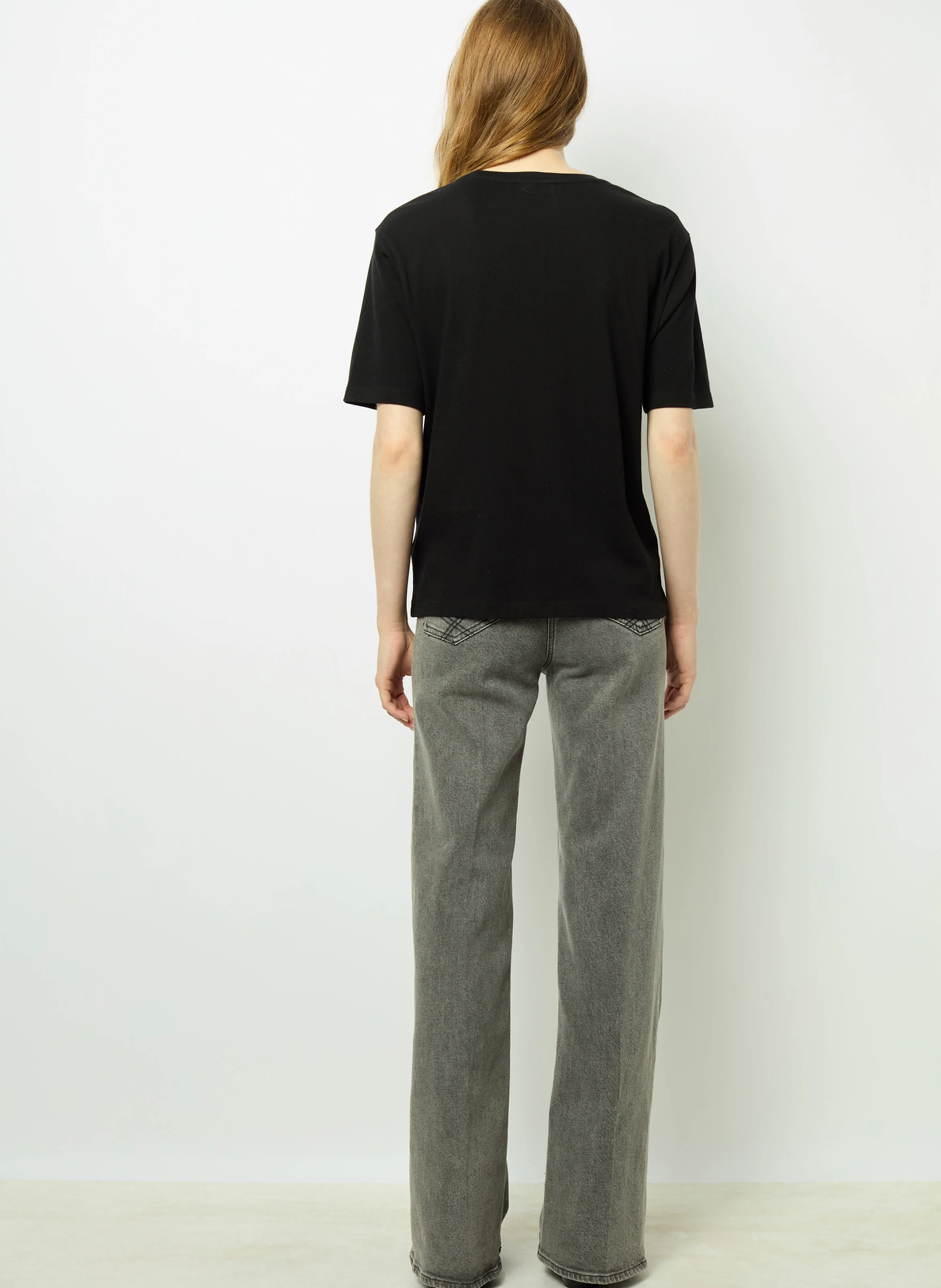 ANOUCHE - Tee-shirt col rond en coton | Noir