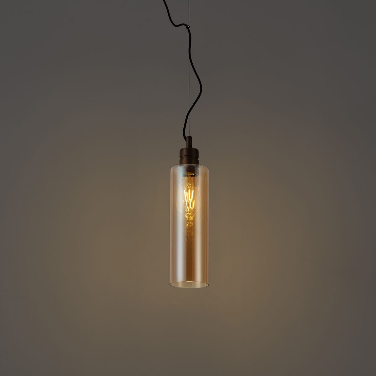 Hotel Chique hanglamp donker brons met amber glas - Stavelot