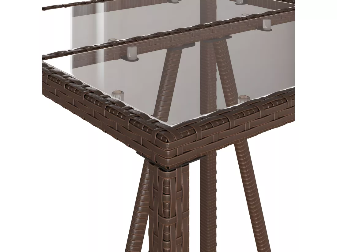 Prolenta Premium - Table de bar d’extérieur marron 70x70x110 cm résine tressée