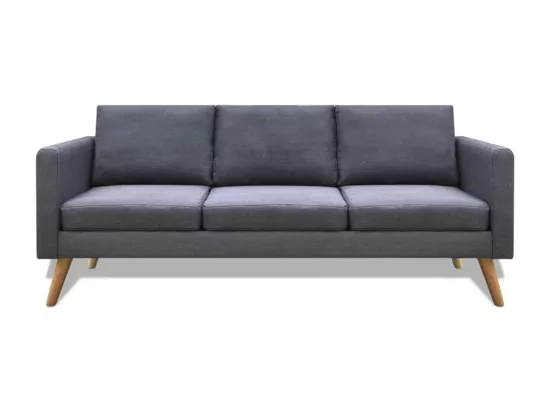 Jeu de canapé à 2 places et à 3 places Tissu Gris foncé