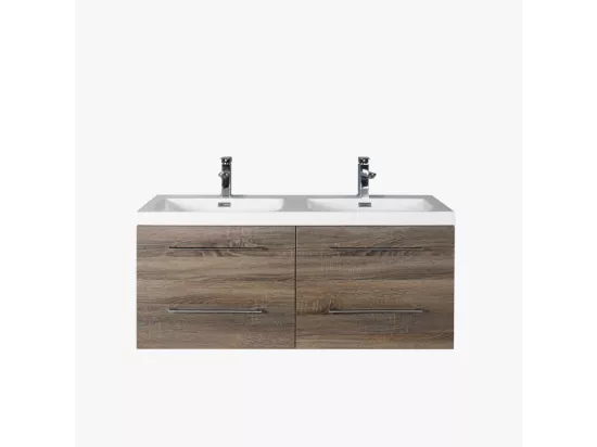 Meuble double vasque 120 cm chêne calirfornien gris Aquasun