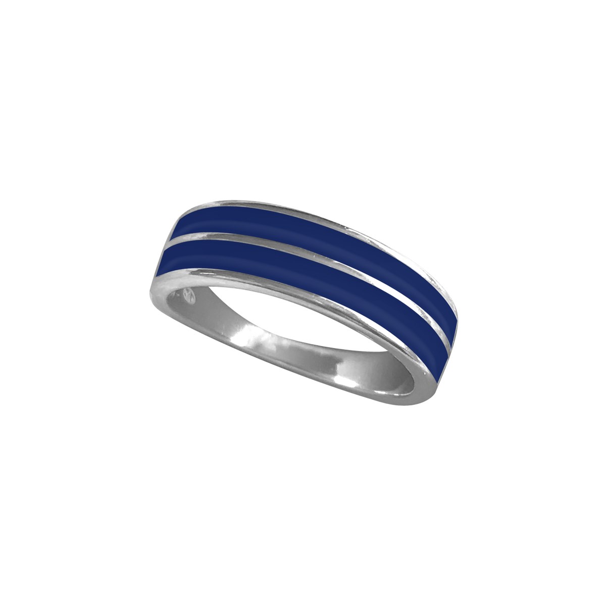 Bague argent 925 rhodié et émail bleu