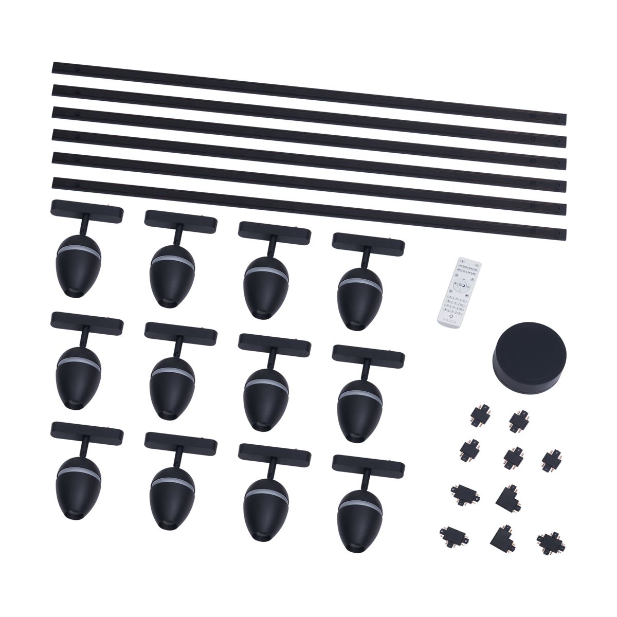 Modern railsysteem met 12 spots zwart 1-fase - Magnetic Eggy