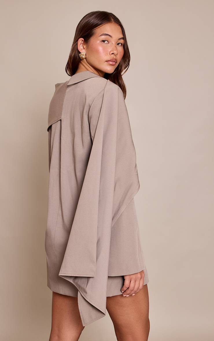 Gris Robe Blazer À Détail Foulard Tissé