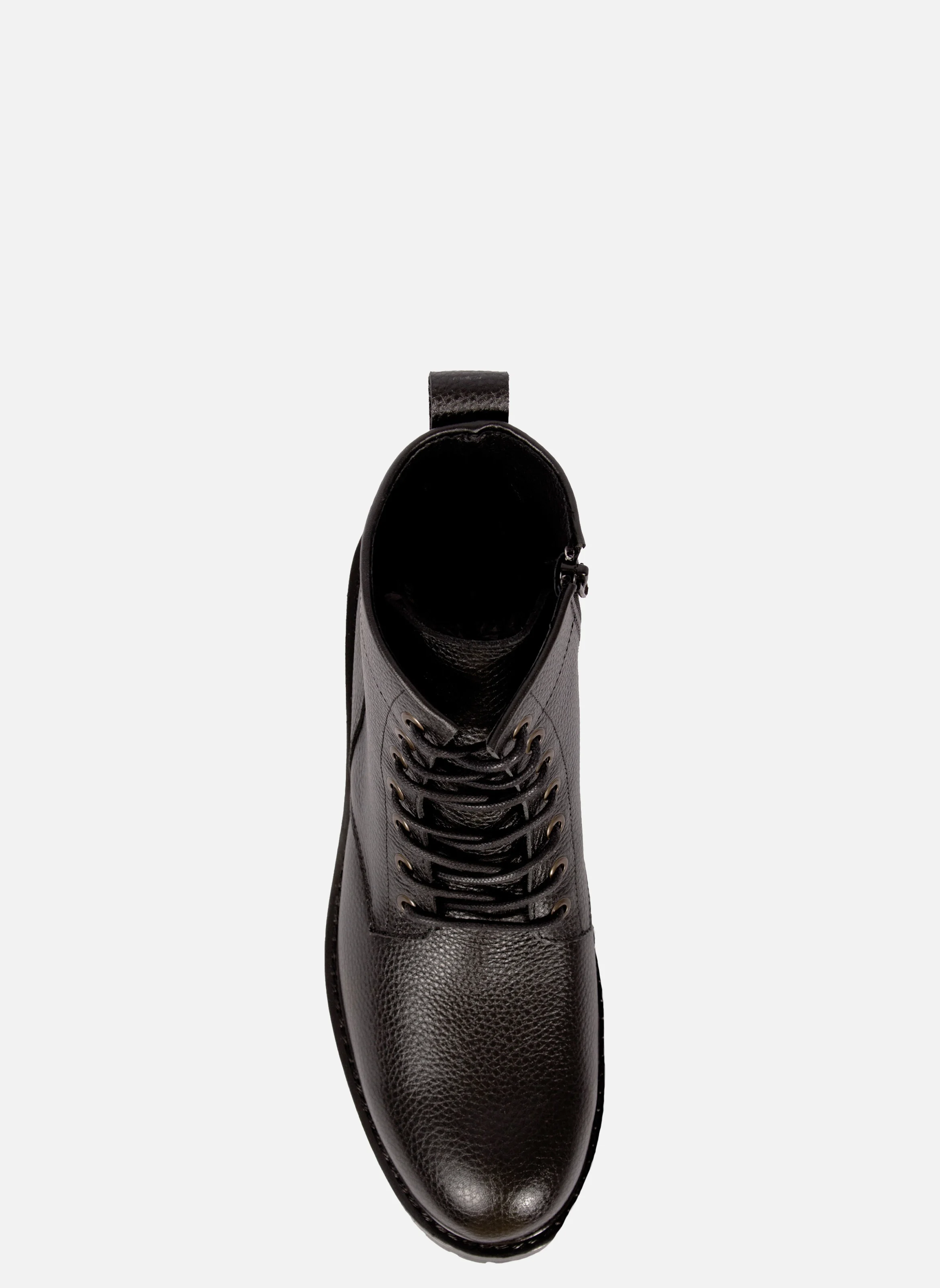 Ranger boots crantées cuir grainé | Noir