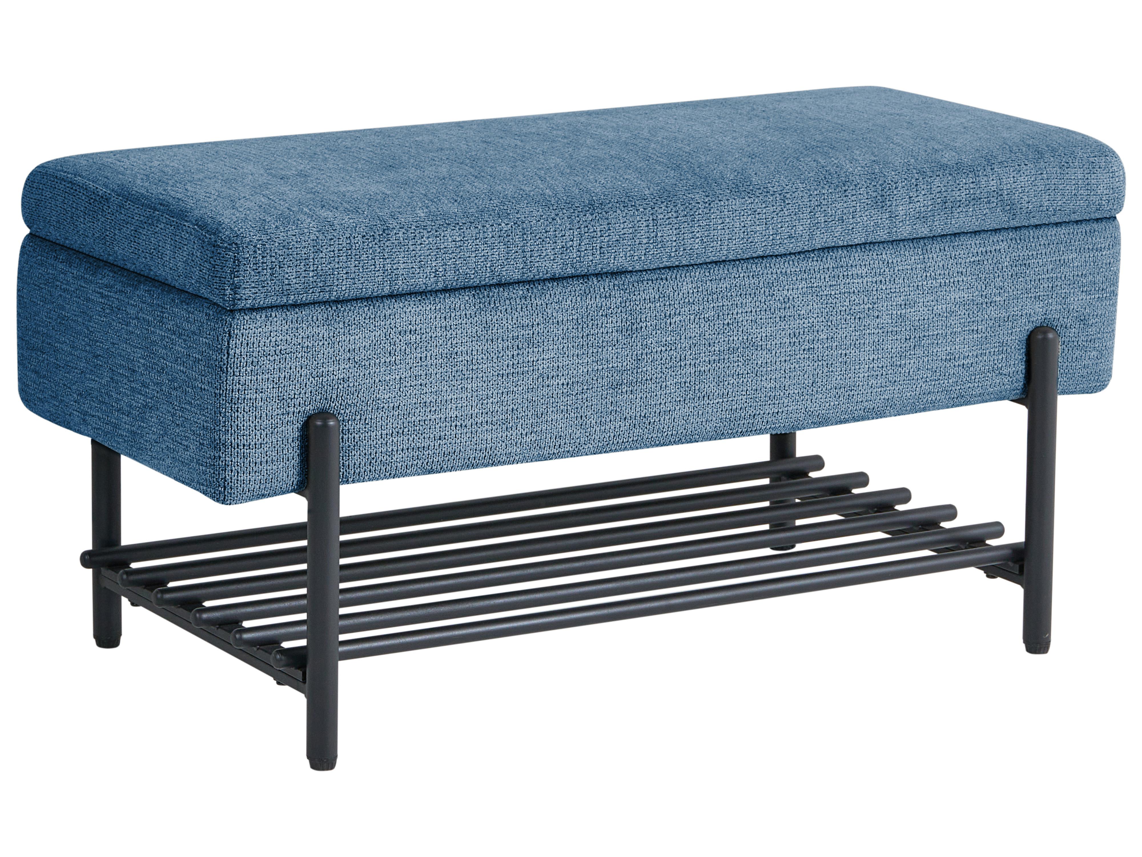 Schoenenbankje SOLVANG Stof Blauw met opbergruimte