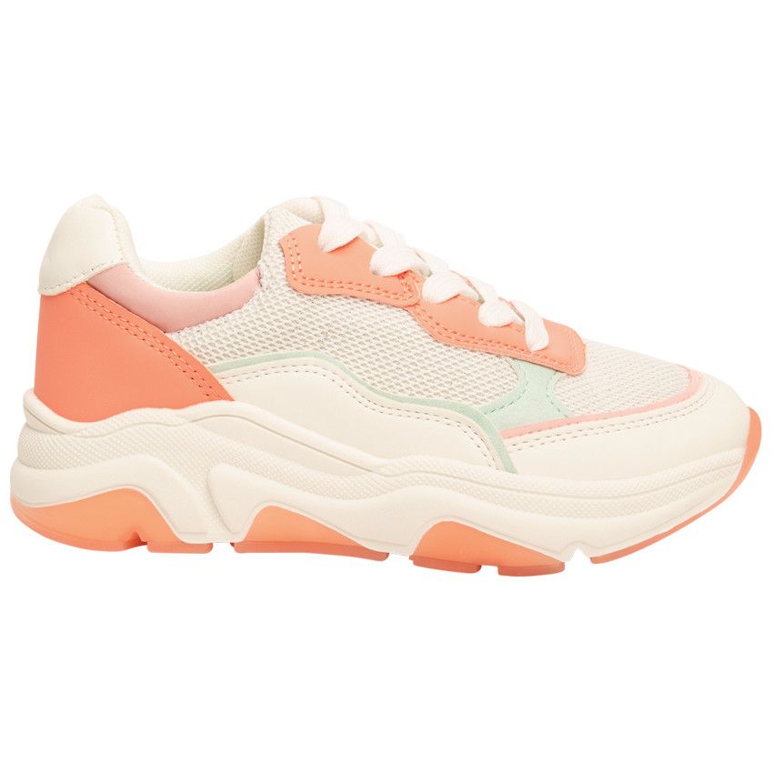 Baskets de sport avec empiècements et mesh pour fille - Blanc