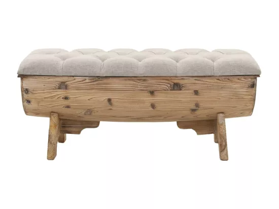Banc de rangement Bois massif et tissu 103 x 51 x 44 cm