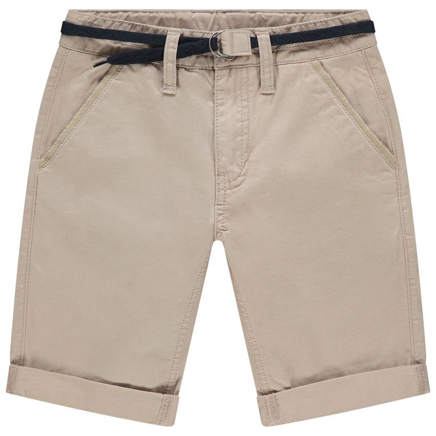 Bermuda en coton uni avec ceinture ajustable - Beige