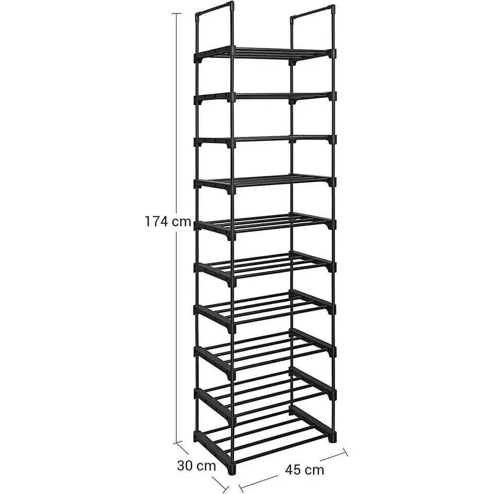 Metalen Schoenenrek met 10 Planken, Standplank, Multifunctioneel