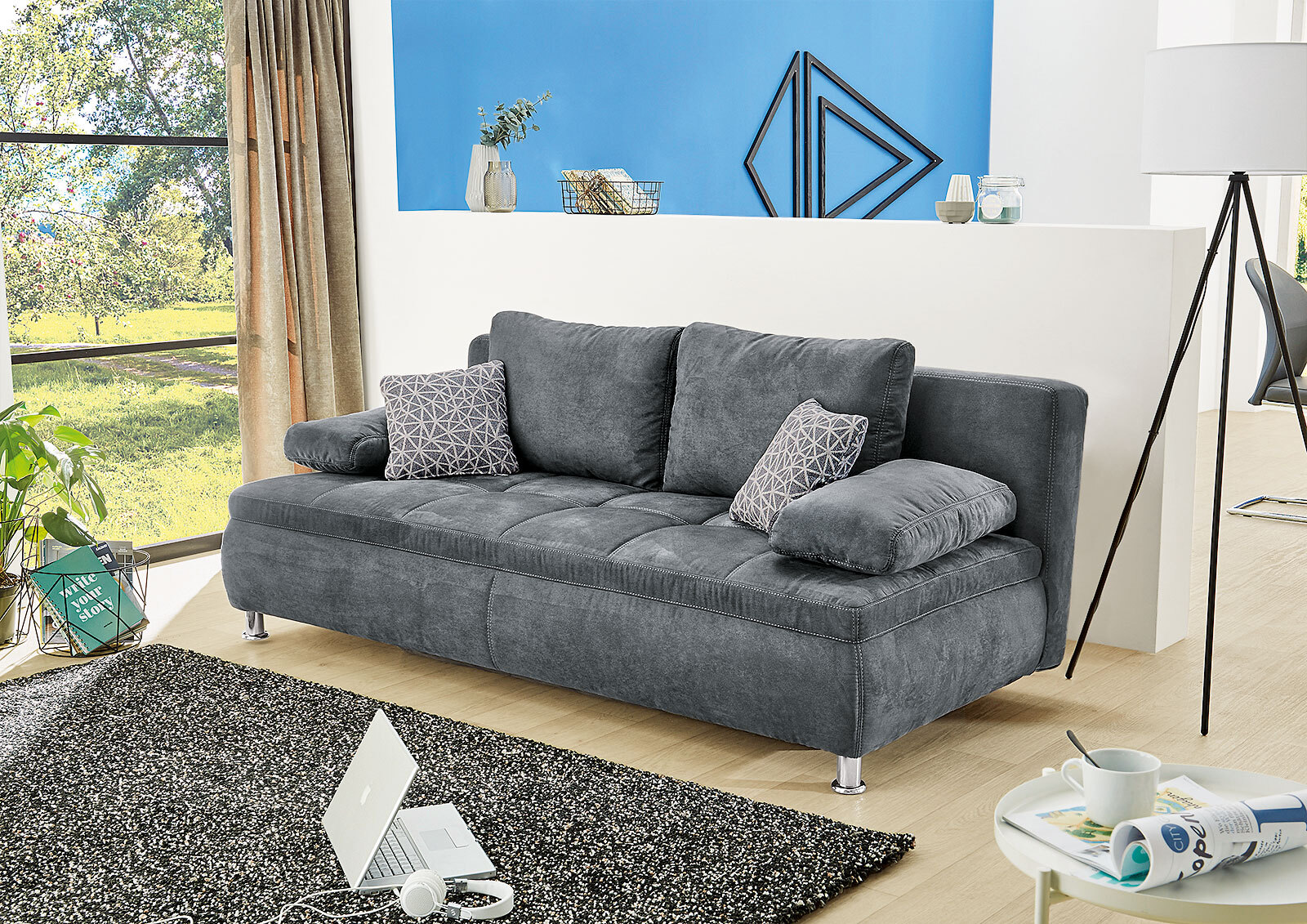Schlafsofa Antonio Microfaser Grau ca. 145 x 200 cm