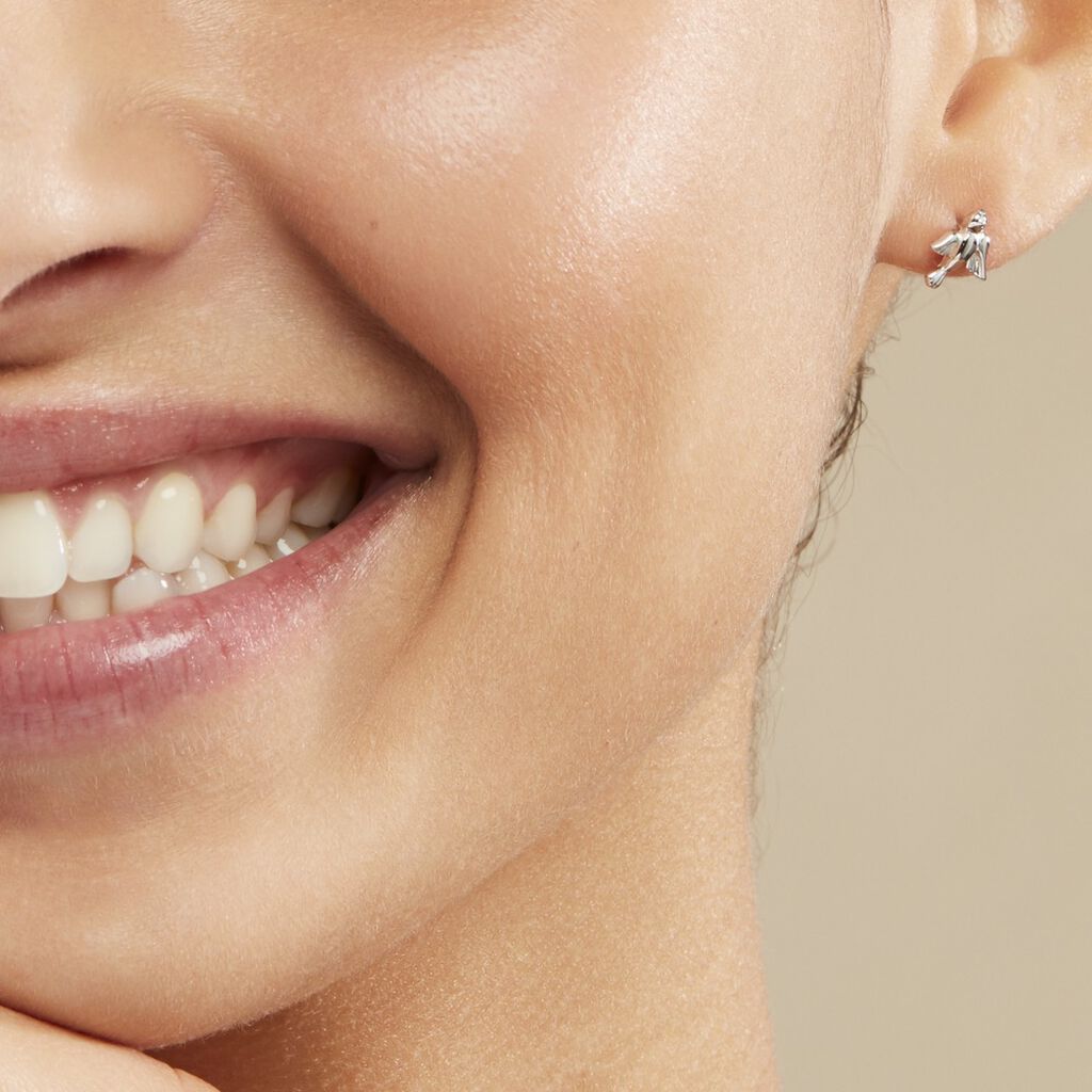 Boucles D'oreilles Puces Osie Argent Blanc