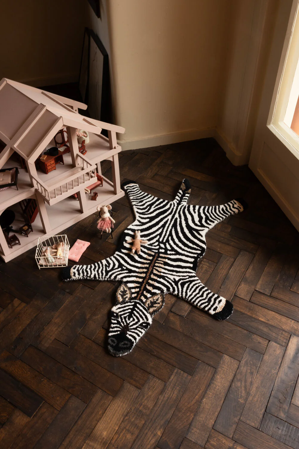 Doing Goods  Stripey Zebra gulvtæppe, Small - Off White