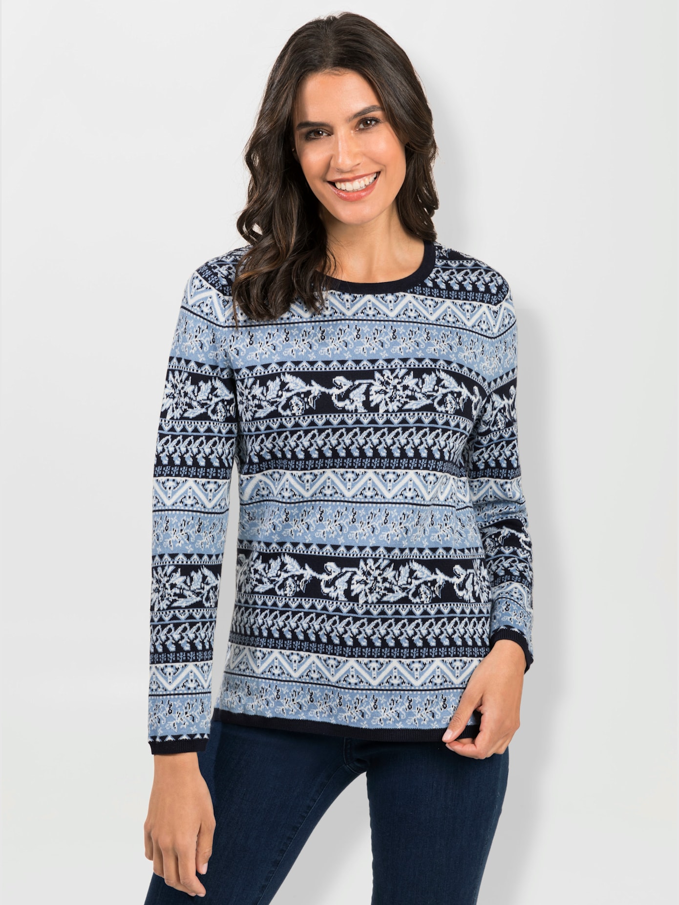 Pull jacquard pure coton pima