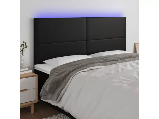 Tête de lit à LED Noir 180x5x118/128 cm Similicuir