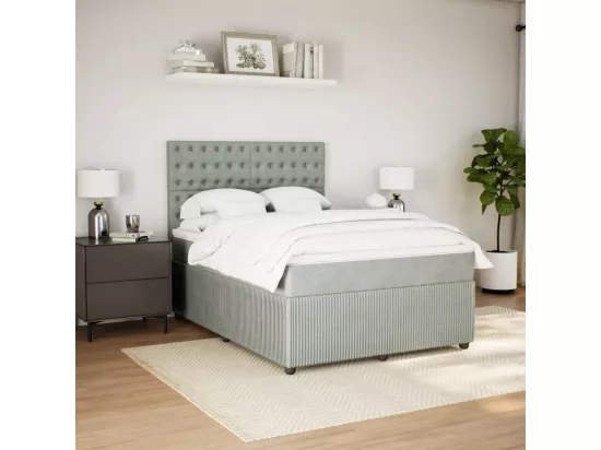 Sommier à lattes de lit et matelas Gris clair 140x190cm Velours