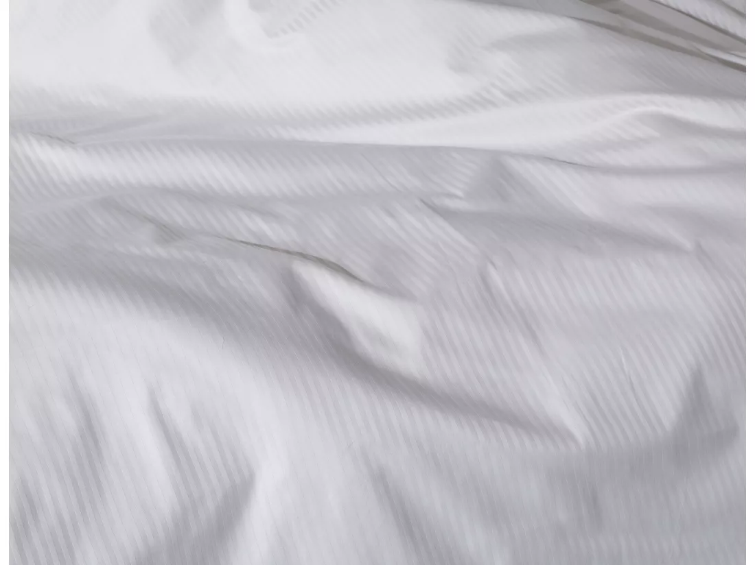 Housse de couette satin de coton rayé blanc