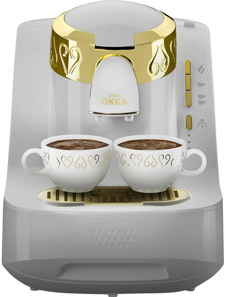 Arzum OKKA OK008-B TURKISH COFFEE MACHINE, fully automatic coffee machine, 2 cups of coffee, White