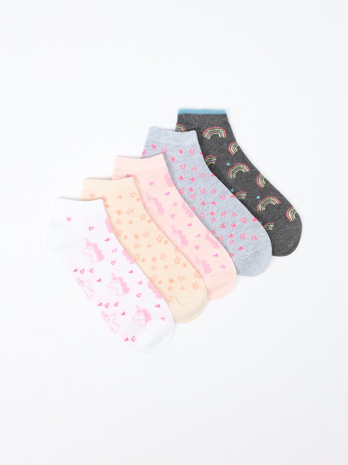 Pacote com 5 pares de meias estampadas - Sortidas