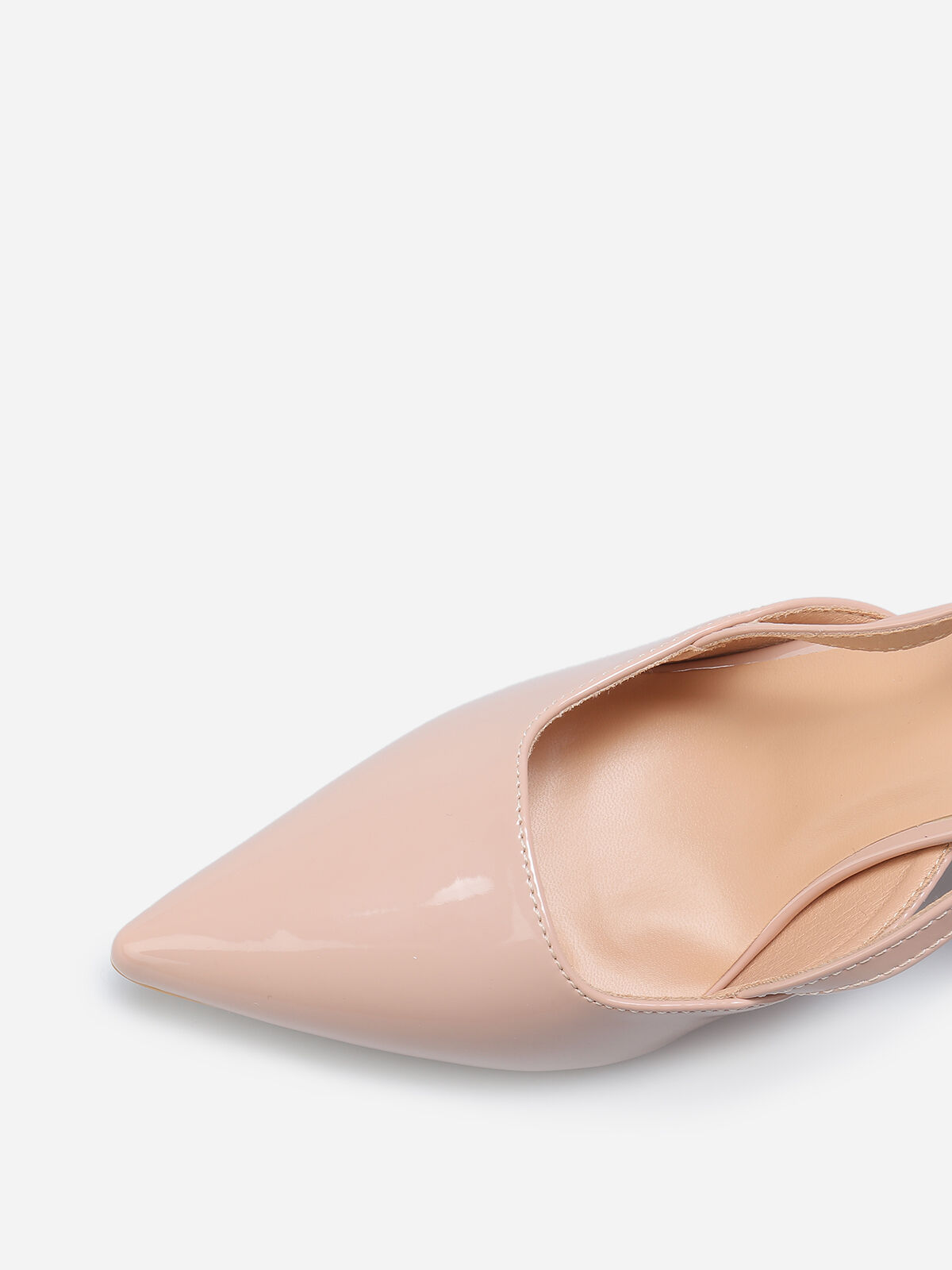 Escarpins slingback vernis avec brides- Beige