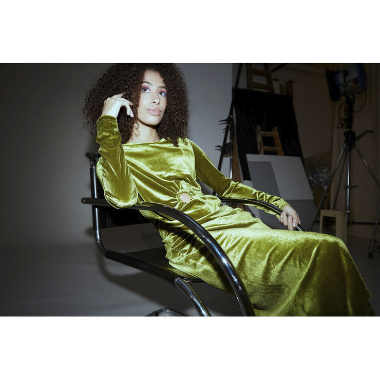 HUNKØN Saga velour dress Dusty green