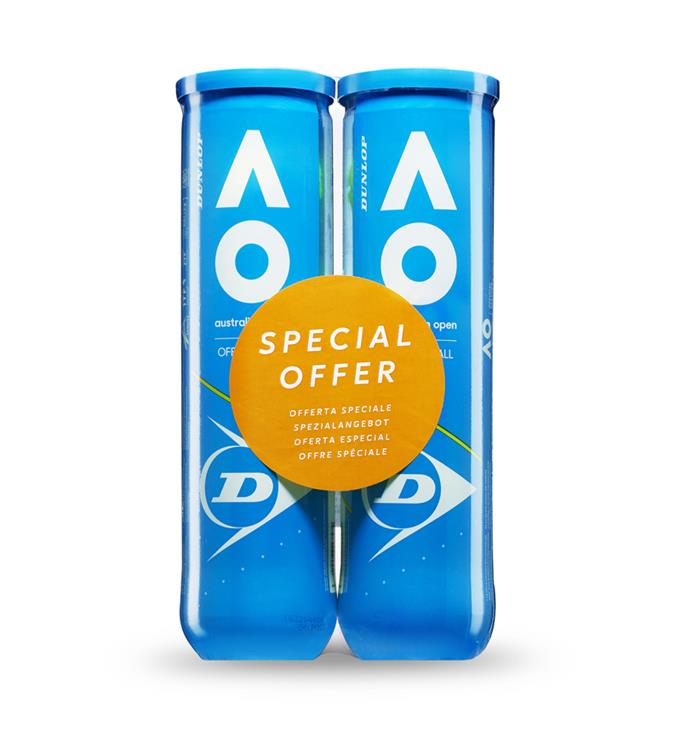 Dunlop AUSTRALIAN OPEN 2x4 PET SHRINK WRAP Tennisballen
