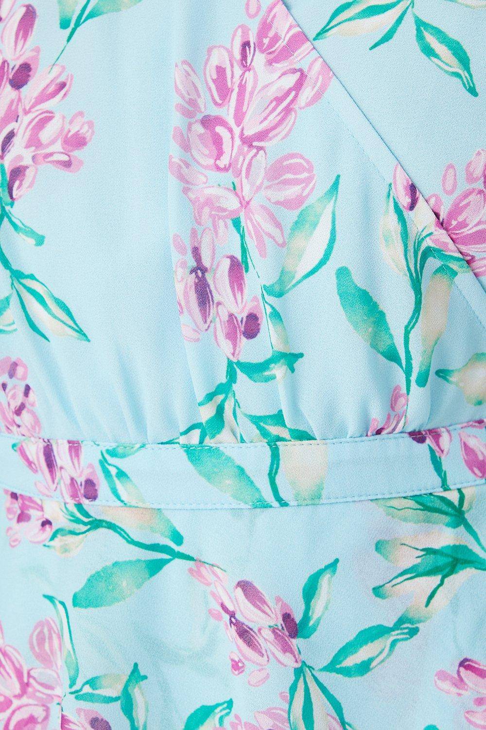 Wallis Robe Midi Péplum à Volants Motif Floral Petite