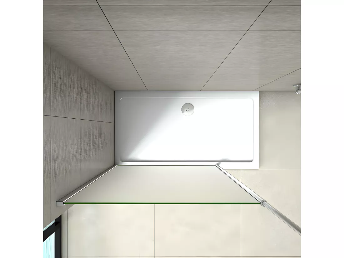 Paroi de douche à l'italienne 140x200cm - 8mm verre trempé sablé - Avec barre de fixation au plafond 203-320cm
