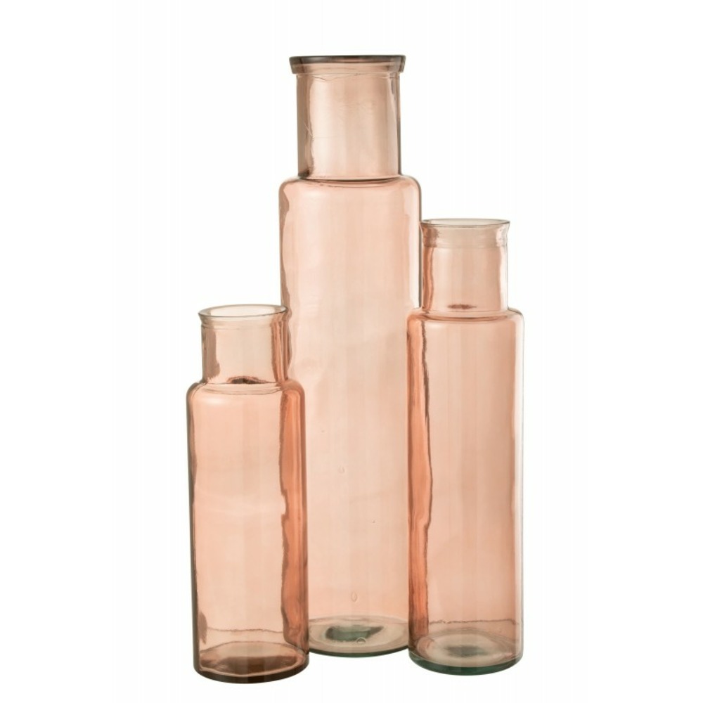 Vase cylindrique en verre rose 15x15x45 cm