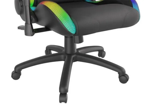 Genesis Trit 500 RGB - Stol - ergonomisk - lænestol - armstøtter - T-formet - vippe - drejeled - tekstil, PU syntetisk læder - sort