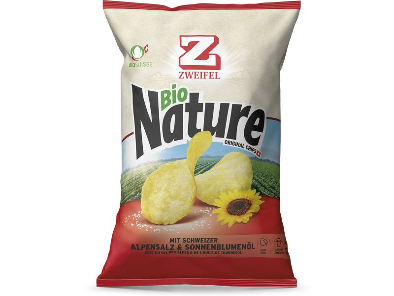 Zweifel Chips Bio Nature 110 g Bio Kartoffelchips mit Alpensalz & Sonnenblumenöl